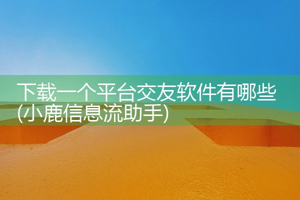 下载一个平台交友软件有哪些