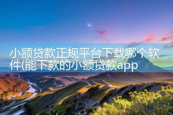 小额贷款正规平台下载哪个软件