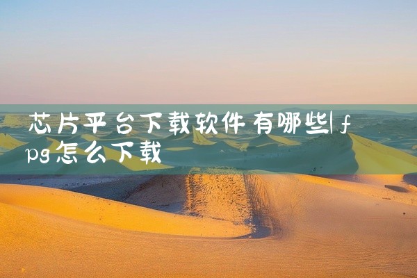 芯片平台下载软件有哪些